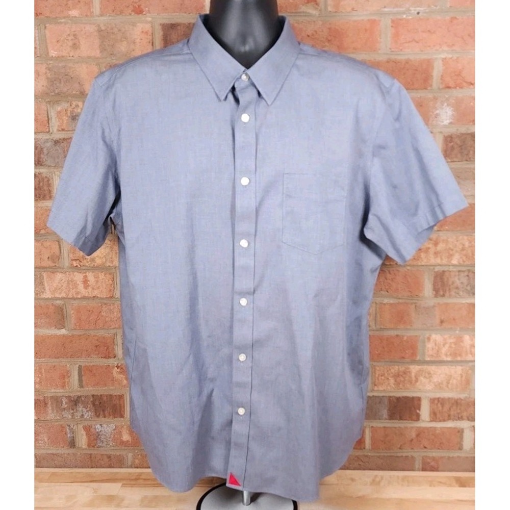 UNTUCKit Wrinkle Free Button Up Shirt Mens 2XL Slim Fit Gray Short Sleeve